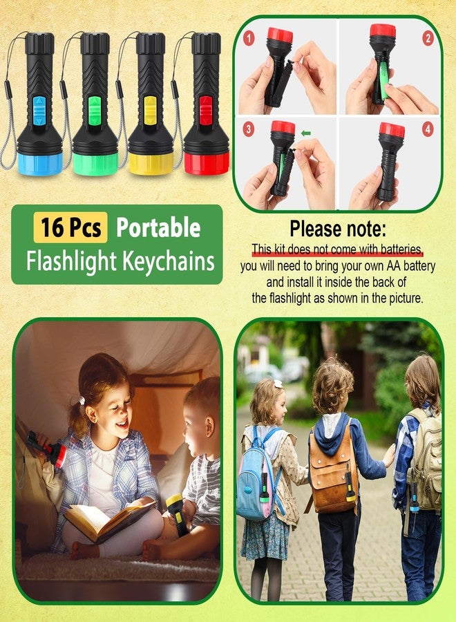 Chivertion 195 Pcs Camping Party Favors Gifts Canvas Gift Bag Magnifier Notebook Pencil Sharpener silicone Bracelets Mini Compass Flashlight Keychains Stickers Camping Tag For Adventure Birthday - Image 4